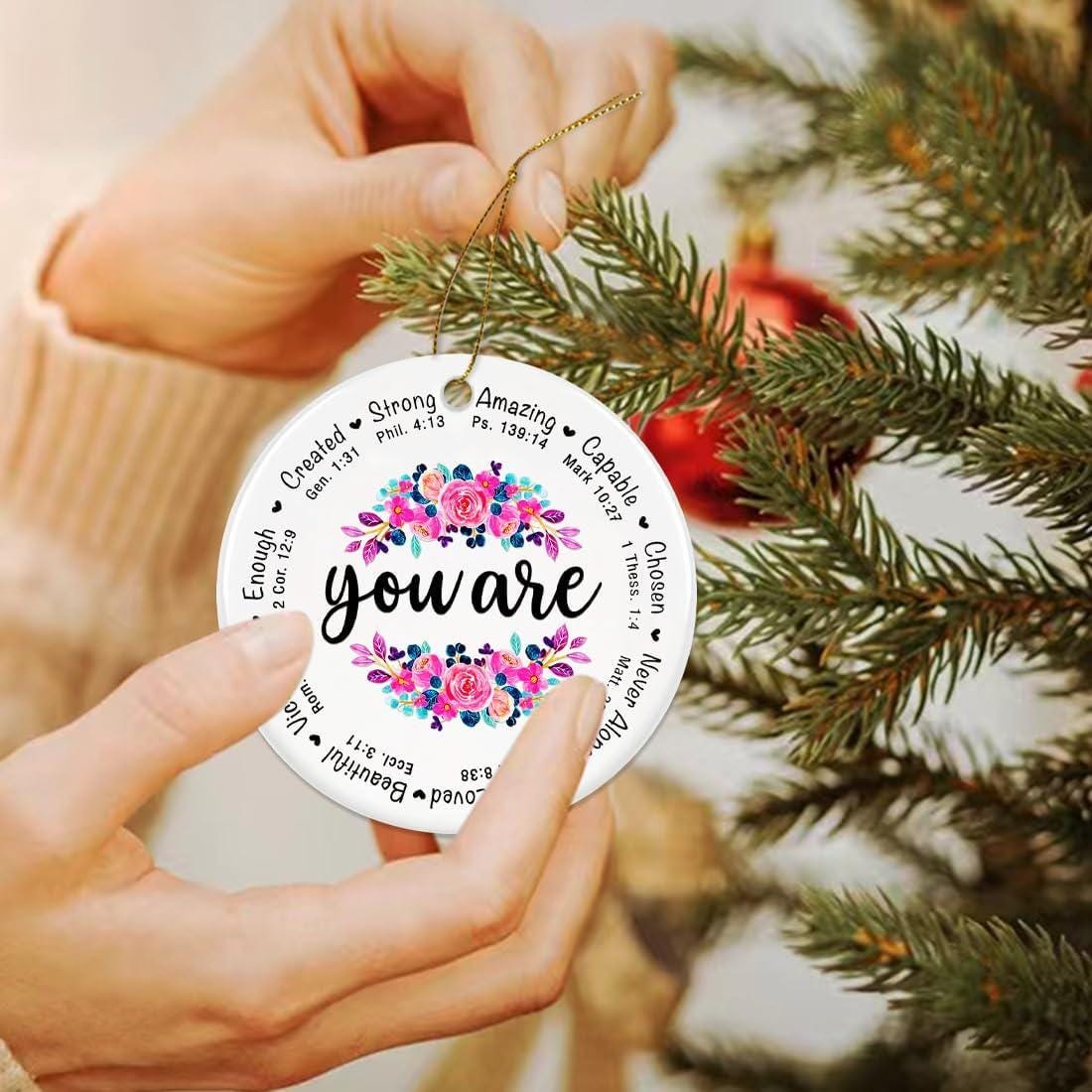 Christian Christmas Ornaments 2025, Religious Ornament for Christmas Tree, Ceramic Ornaments with Bible Verse, Ideas For Christmas Trees DCLAF15